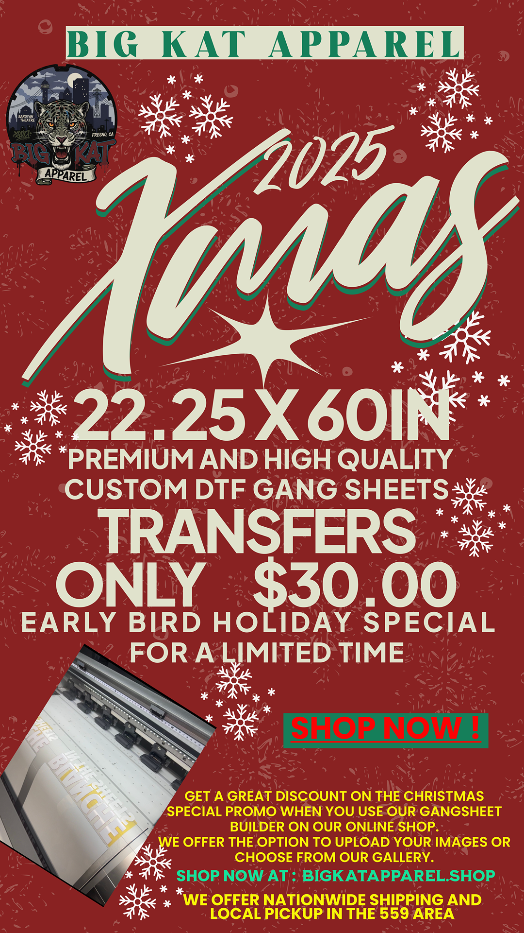 Build Your Custom 22" DTF Transfer Gang Sheet | Pro-Grade Heat Transfers by Big Kat Apparel