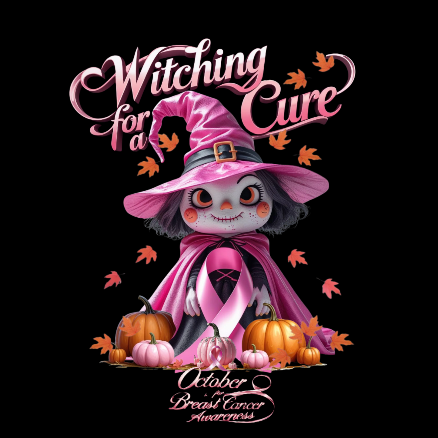October Breast Cancer Awareness pink Witch Premium T-Shirt