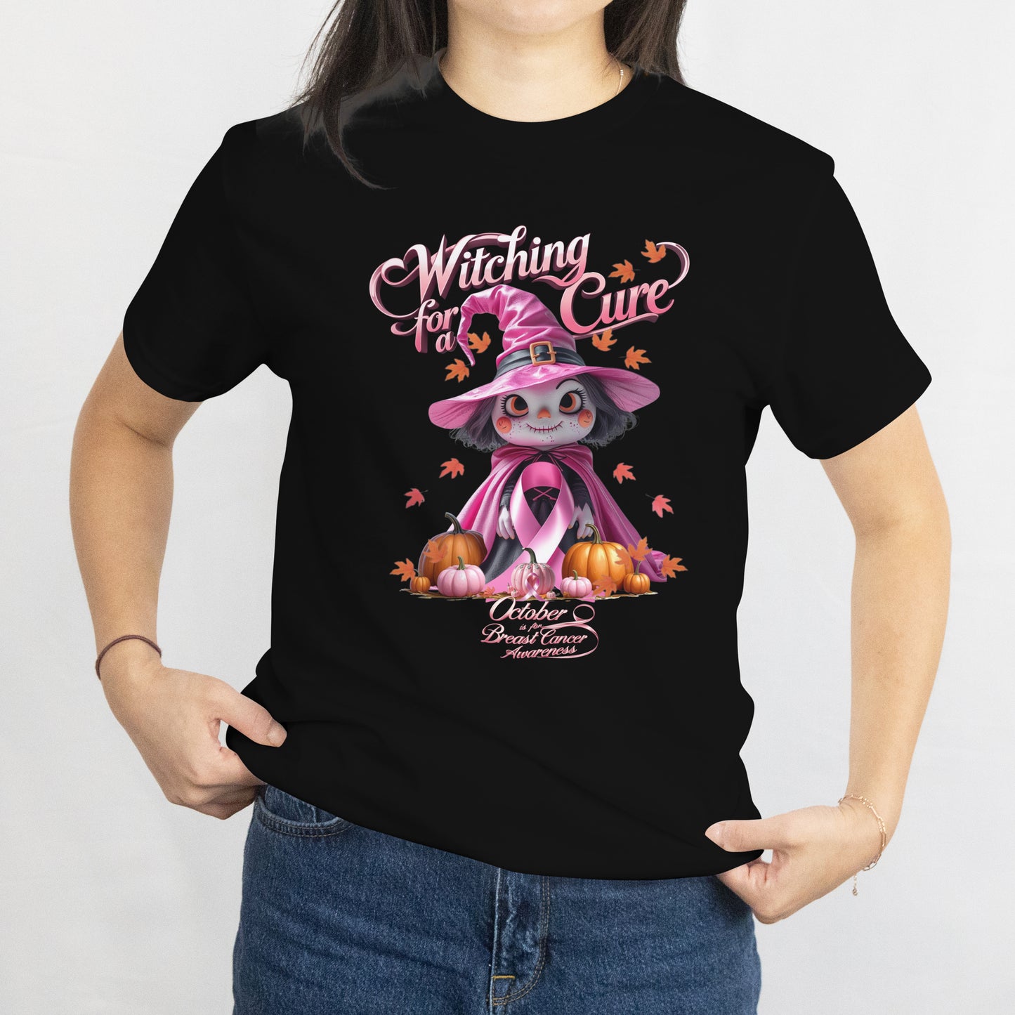 October Breast Cancer Awareness pink Witch Premium T-Shirt